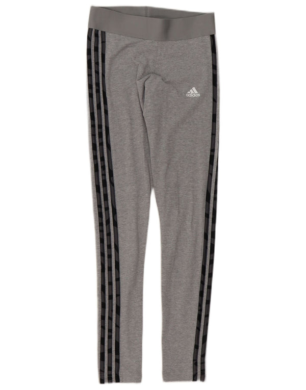 Adidas Damen Leggings UK 4/6 XS Graue Baumwolle