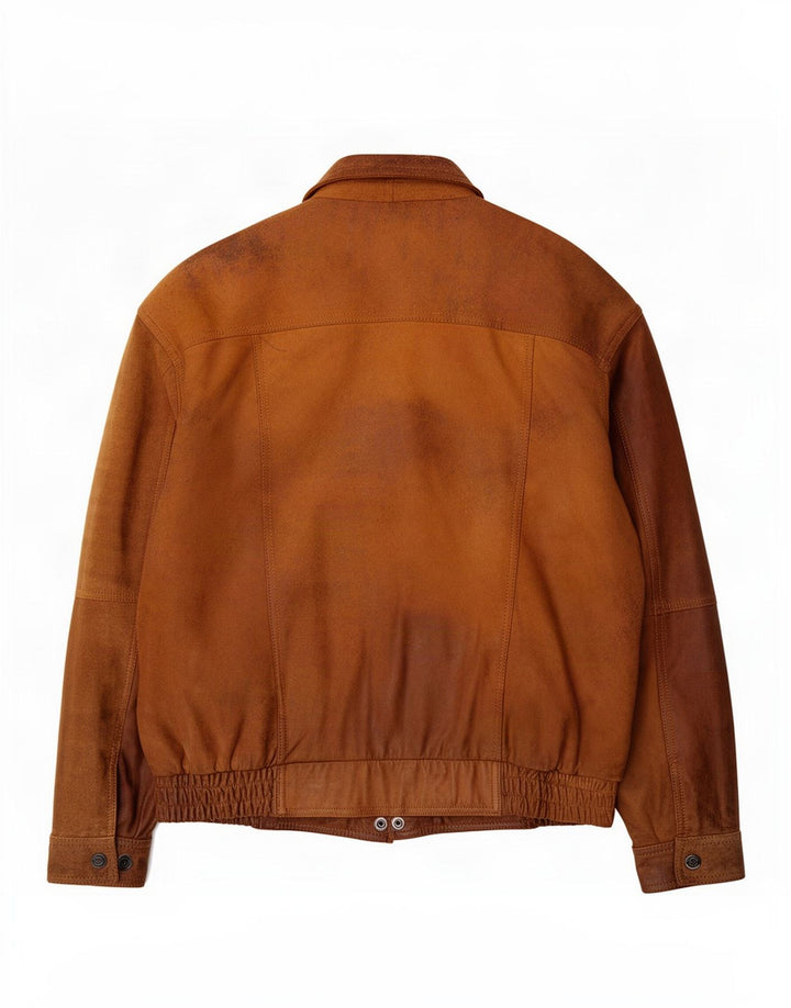 Trapper Herren Bomber-Wildlederjacke IT 50 großes braunes Leder