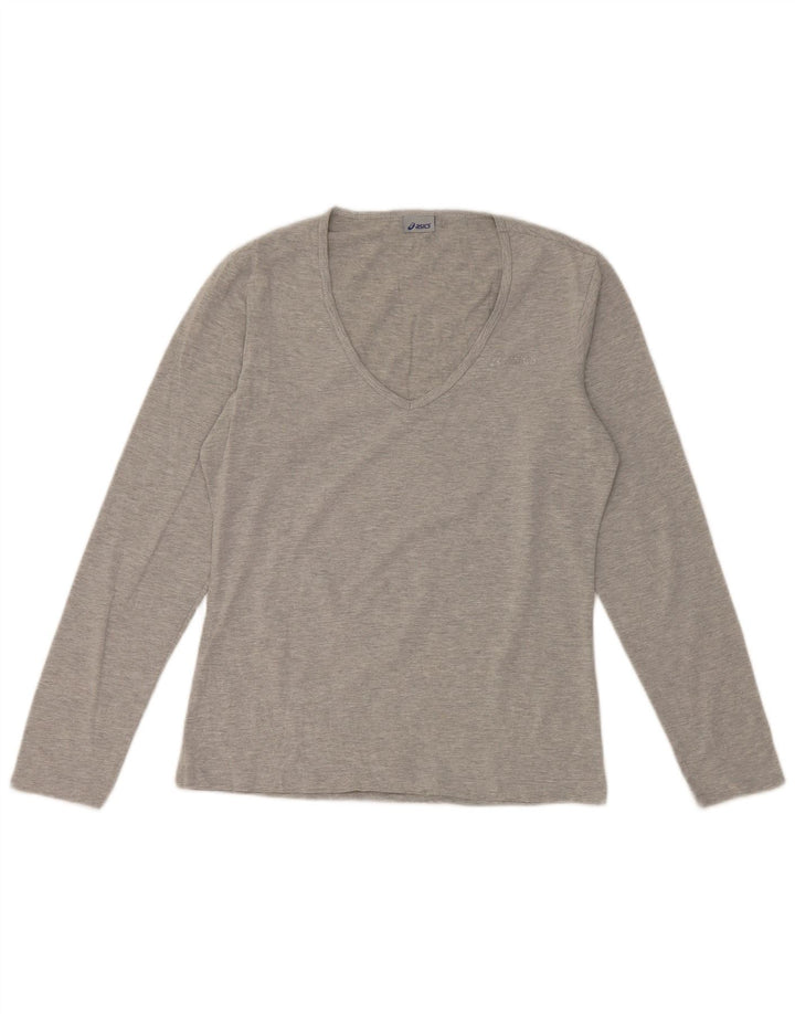 Asics Damen Top Langarm UK 12 Mittelgraue Baumwolle
