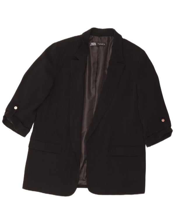 Zara Damen-Blazer mit 3/4-Ärmeln, offen, UK 18, XL, Schwarz, Polyester