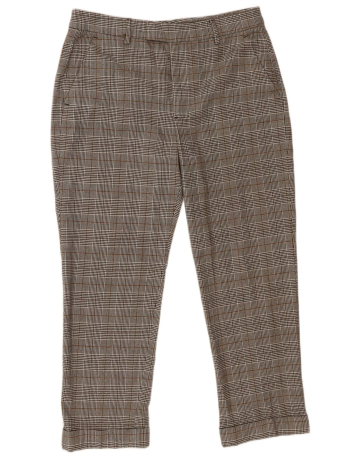 Schmale, verkürzte Hose für Damen von Zara, EU 40, mittelgroß, W30, L25, Grau mit Hahnentrittmuster