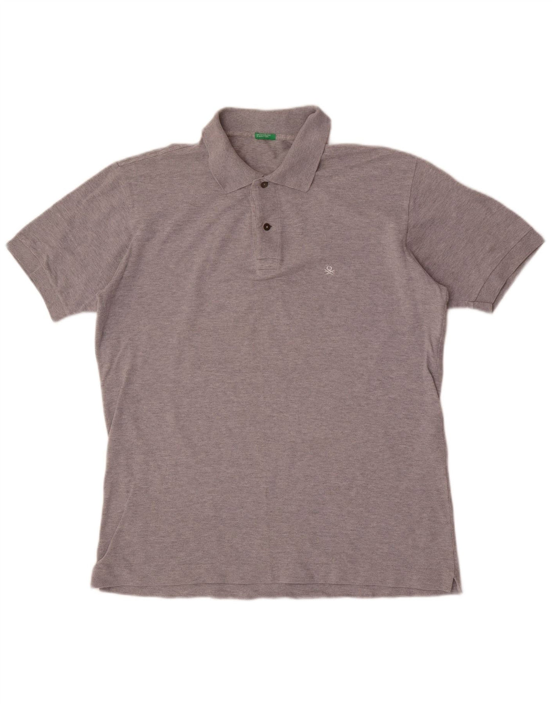 Benetton Herren-Poloshirt, groß, grau meliert