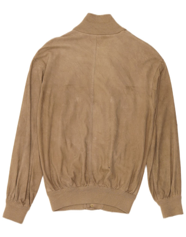 Vintage Herren Wildleder Bomberjacke UK 38 Medium Beige