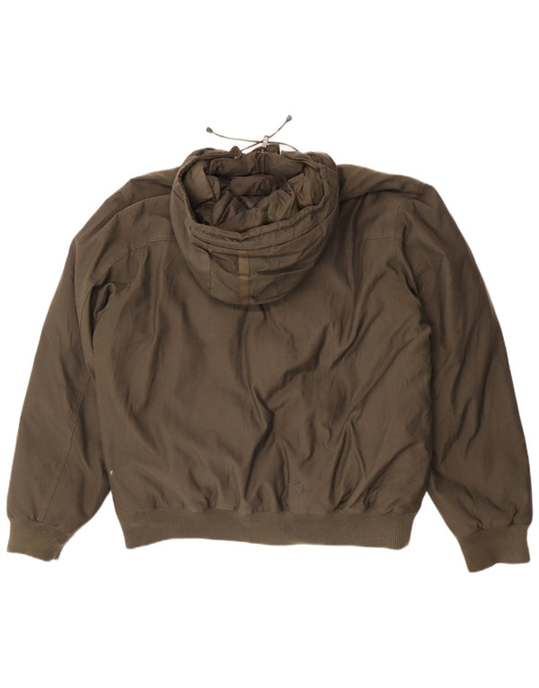 Adidas Herren Kapuzenjacke gepolstert UK 40 Large Khaki Nylon