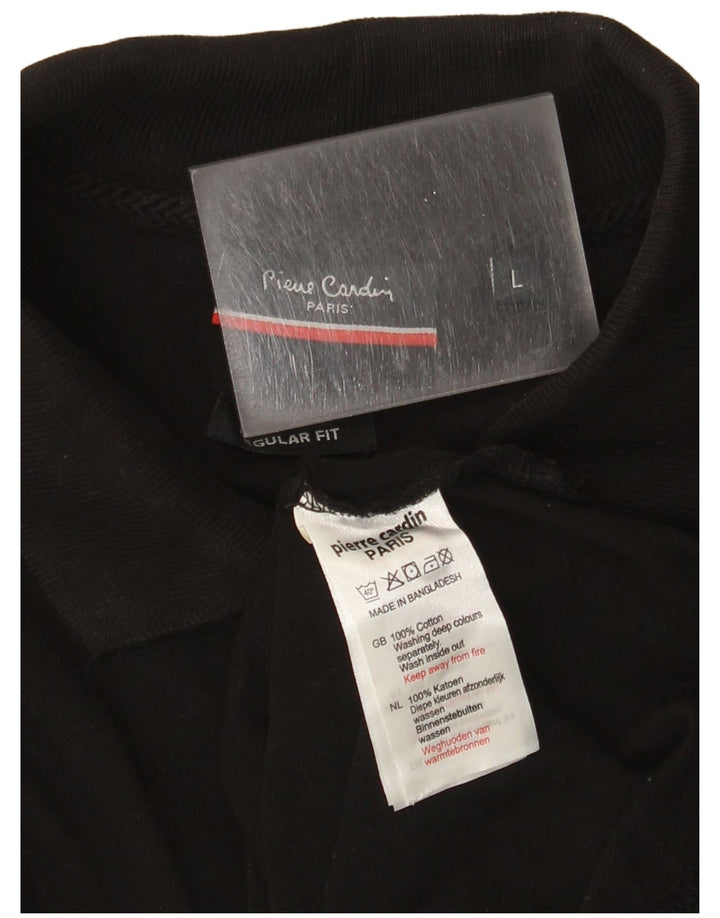 Pierre Cardin Herren-Poloshirt mit normaler Passform, große schwarze Baumwolle