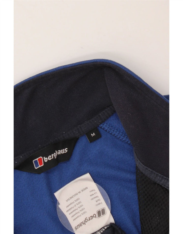 BERGHAUS Herren-Fleecepullover mit Reißverschluss am Hals, mittelblaues Farbblock-Polyester