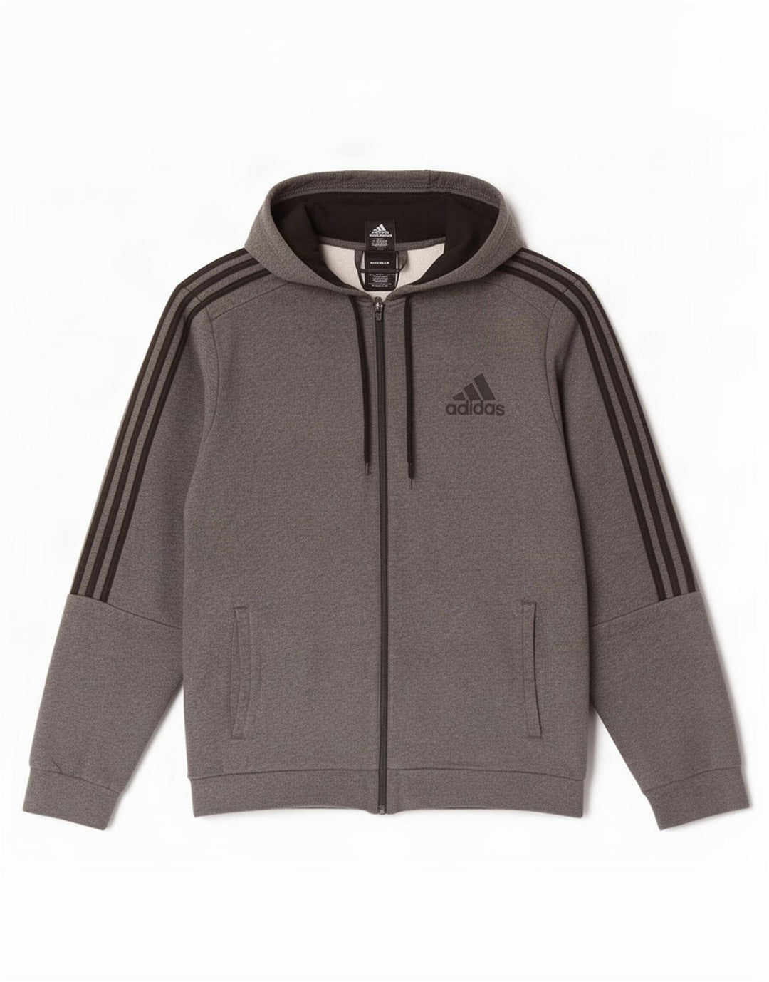 Adidas Herren-Kapuzenpullover mit Reißverschluss, Größe L, Grau