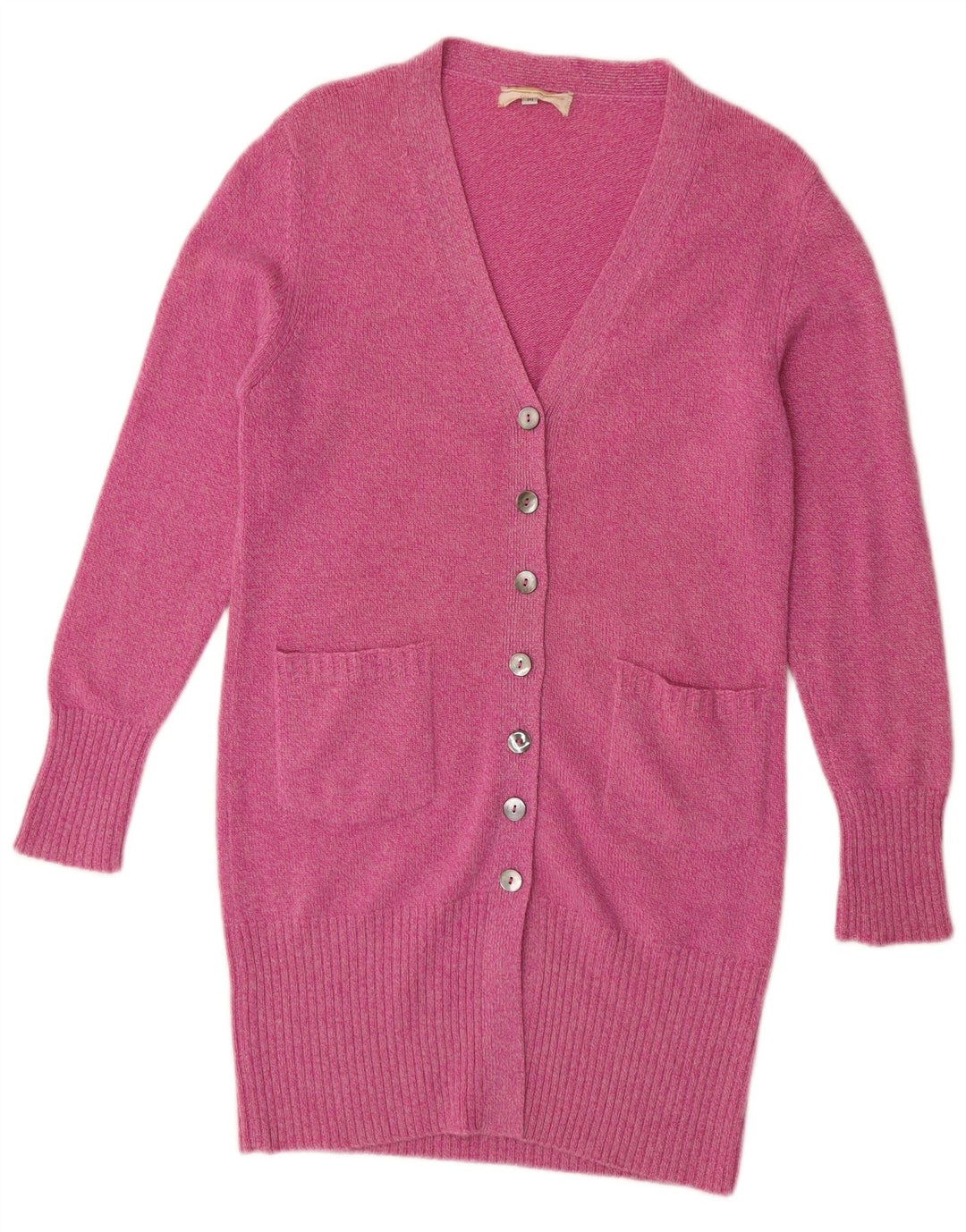 Andre Maurice Damen Longline-Cardigan-Pullover UK 14 Mittelrosa Kaschmir