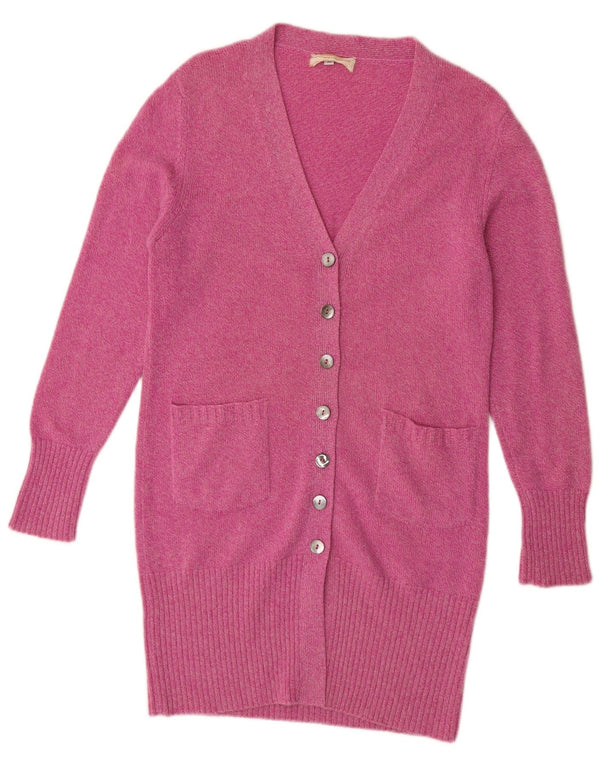 Andre Maurice Damen Longline-Cardigan-Pullover UK 14 Mittelrosa Kaschmir