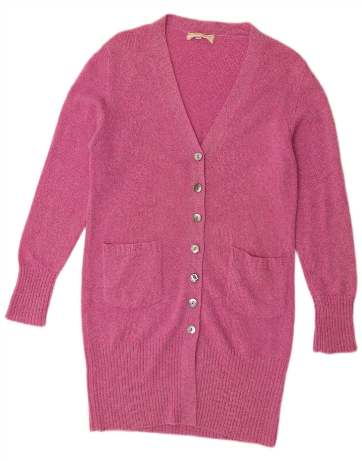 Andre Maurice Damen Longline-Cardigan-Pullover UK 14 Mittelrosa Kaschmir