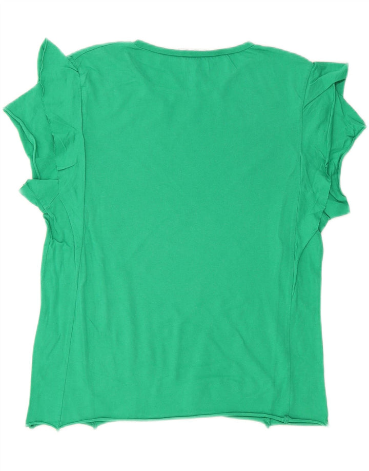 ZARA Womens Blouse Top UK 12 Medium Green Cotton Vintage Zara and Second-Hand Zara from Messina Hembry 