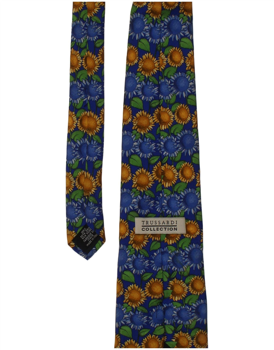 Trussardi Herren-Krawatte mit grafischem Muster, Einheitsgröße, blaues Blumenmuster, Seide