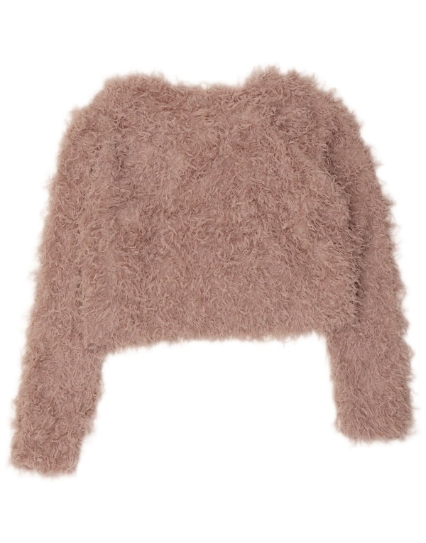 Zara Damen Crop-Pullover mit U-Boot-Ausschnitt, UK 12, Mittelrosa, Polyester