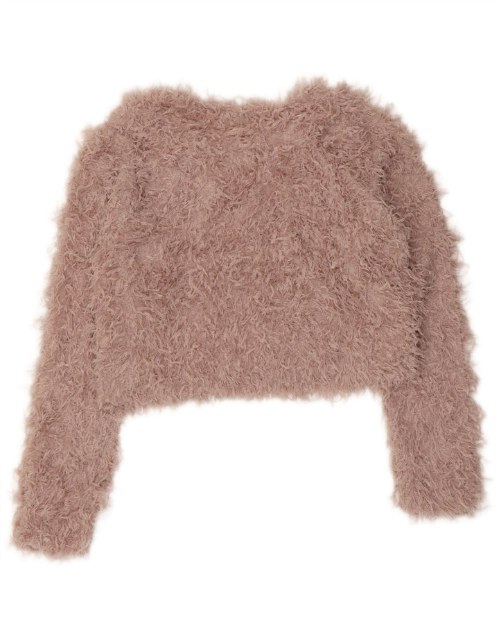 Zara Damen Crop-Pullover mit U-Boot-Ausschnitt, UK 12, Mittelrosa, Polyester