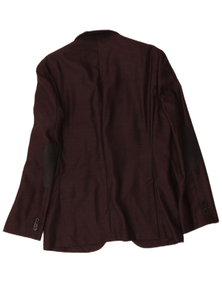 Hugo Boss Herren-Blazer mit 2 Knöpfen, EU 48, mittlere burgunderrote Wolle