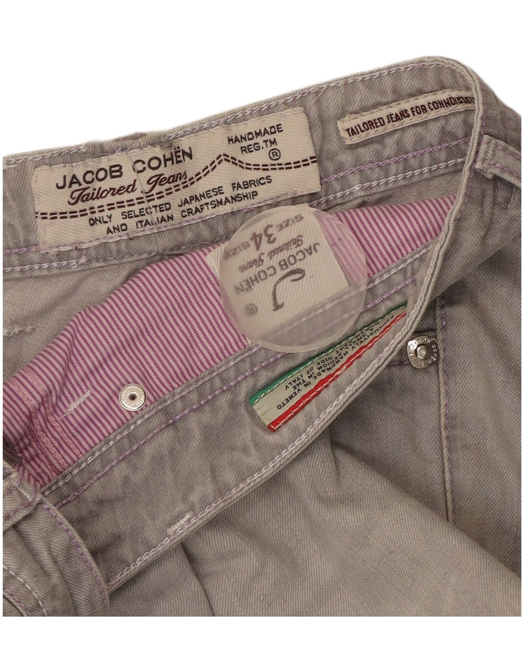 Jacob Cohen Damen Straight Jeans W34 L30 Graue Baumwolle