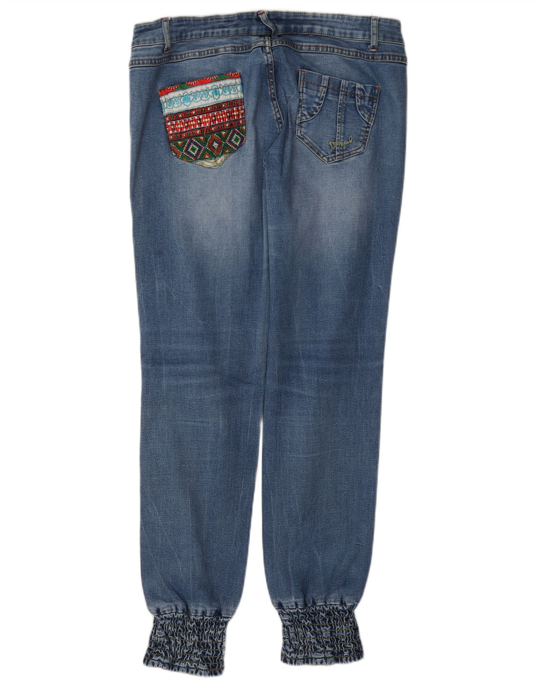 Desigual Damen Distressed Jogger Slim Jeans W32 L31 Blau