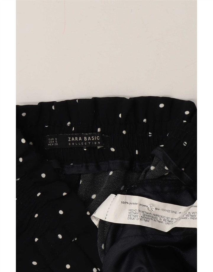 Zara Damen Capri-Hose mit Pegged, Größe S, W26, L20, marineblau geflecktes Polyester