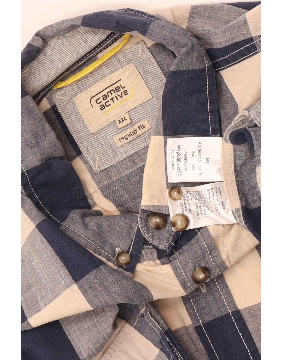 Camel Active Herren-Hemd mit regulärer Passform, 2XL, Marineblau, Gingham-Baumwolle
