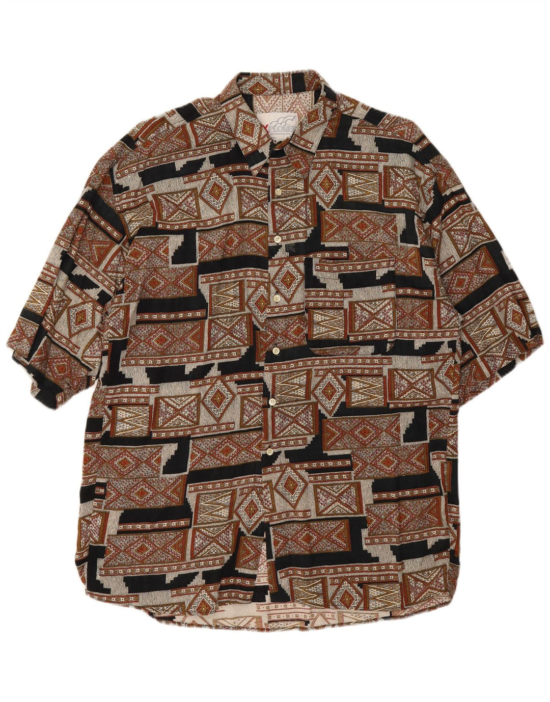 Explorer Herren Kurzarmhemd XL Braun Geometrisch