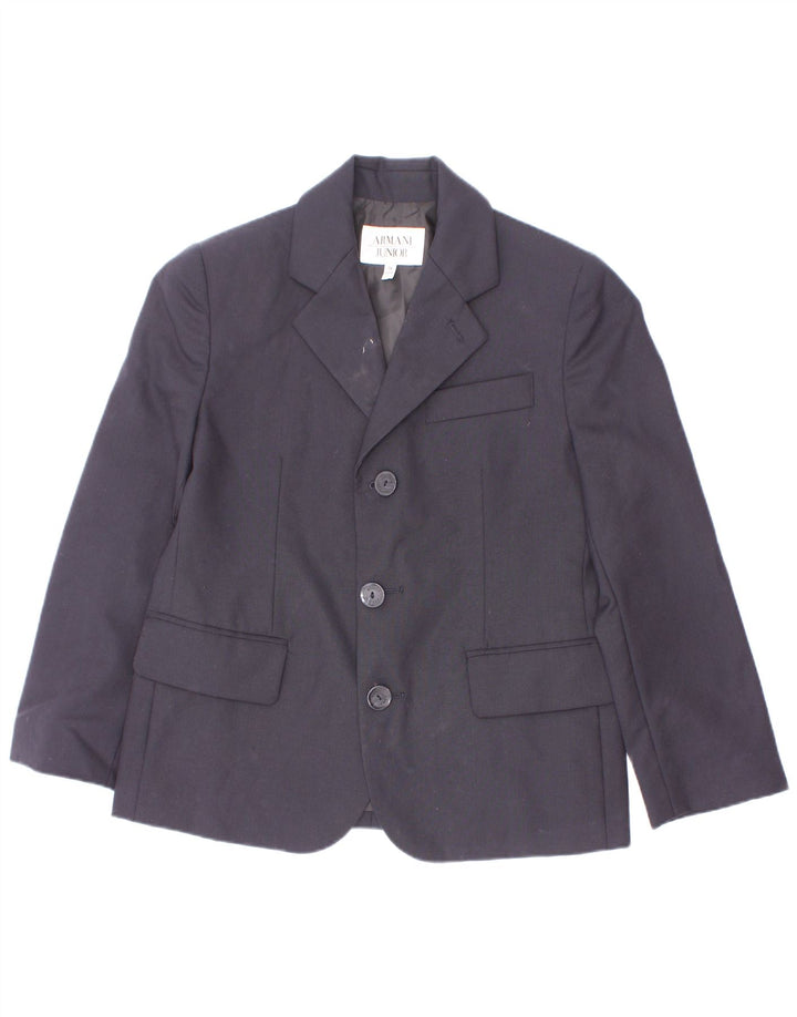 Armani Junior Jungen 3-Knopf-Blazerjacke 6-7 Jahre Marineblaue Wolle