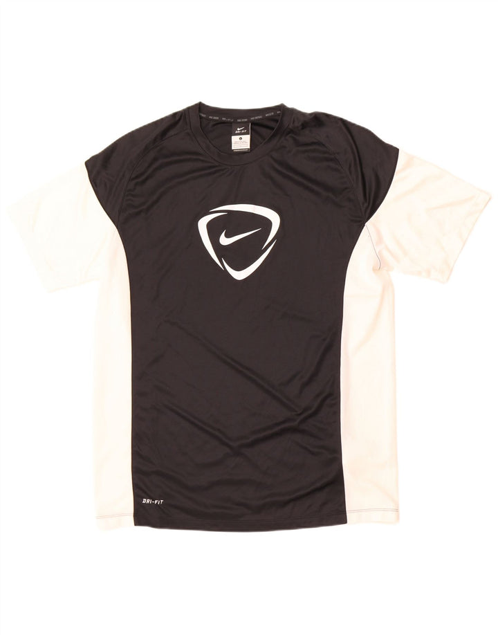 Nike Herren Dri Fit Grafik-T-Shirt-Oberteil, großes, schwarzes Farbblock-Polyester