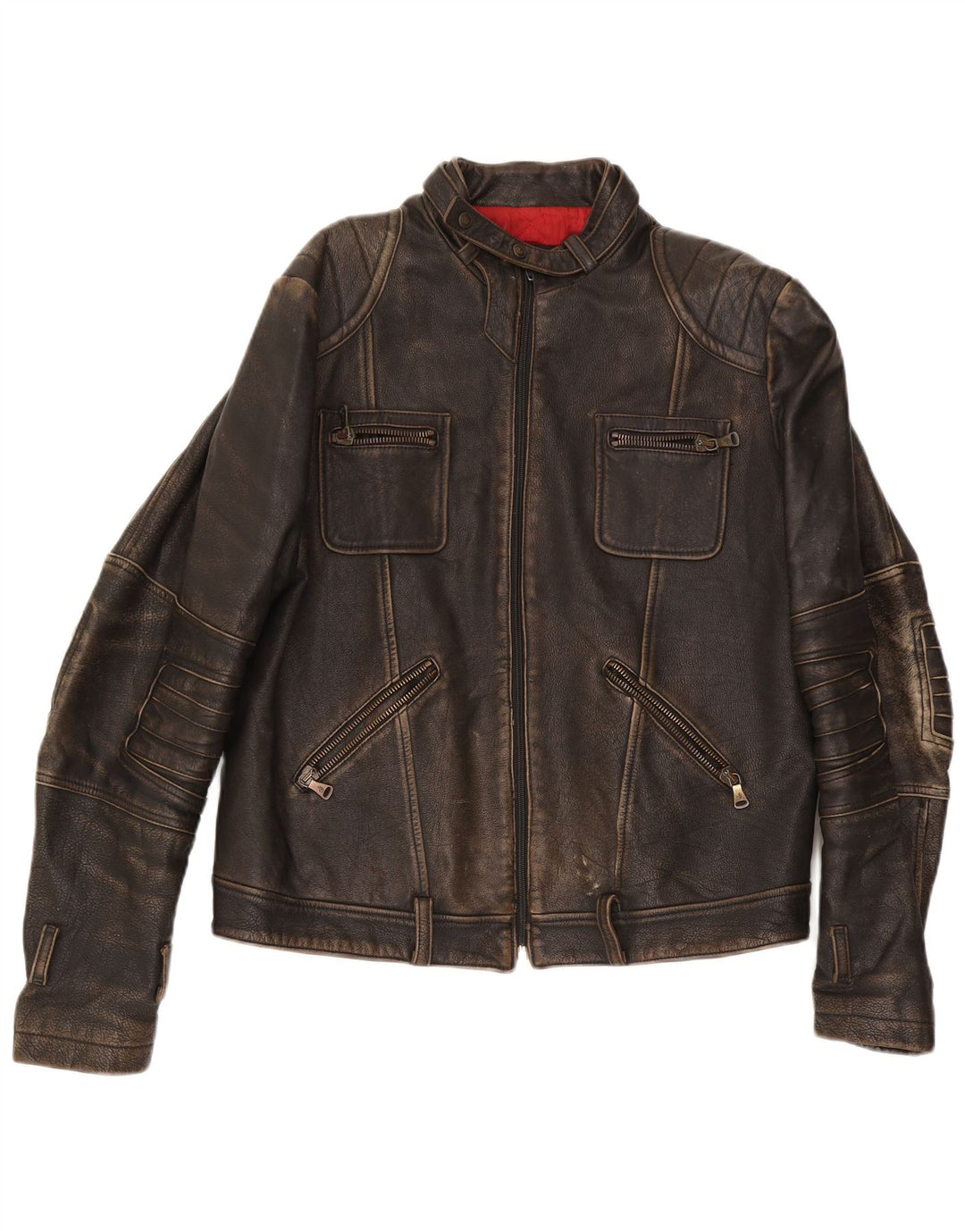 GF Ferre Herren Leder Racer Jacke UK 42 XL Braunes Leder