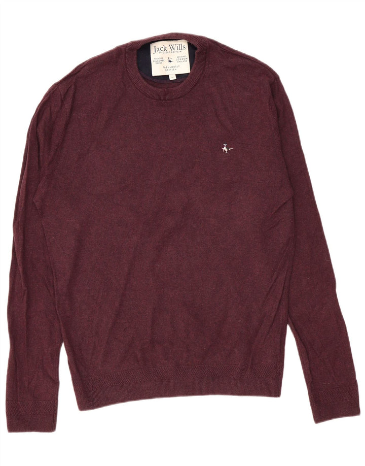 Jack Wills Herren-Pullover mit Rundhalsausschnitt, mittlerer burgunderroter Baumwolle
