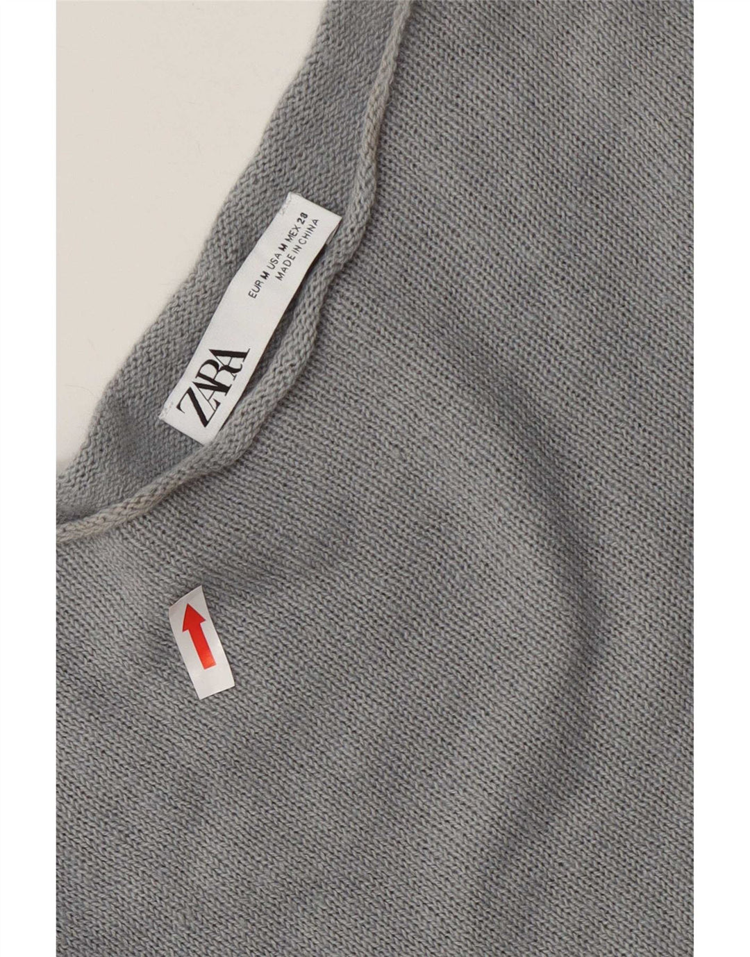 Zara Damen Übergroßer Pullover mit U-Boot-Ausschnitt, UK 14, mittelgraue Baumwolle