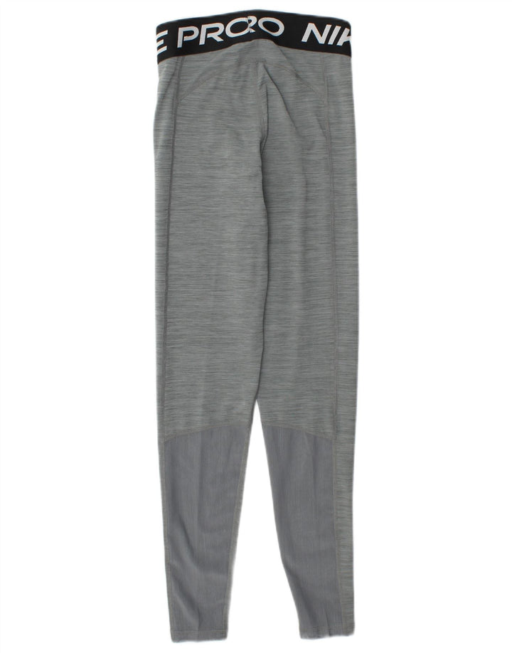 NIKE Womens Dri Fit Graphic Leggings UK 4 XS Grau meliertes Polyester