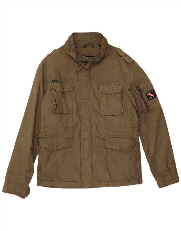 Superdry Herren Militärjacke UK 40 Large Khaki Baumwolle