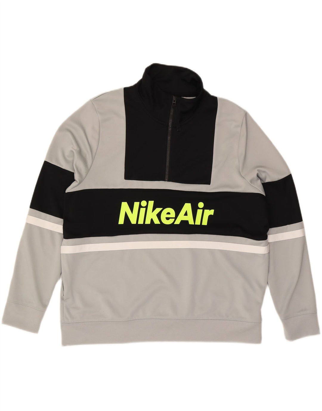 NIKE Herren-Sweatshirt mit grafischem Reißverschluss am Hals, groß, Grau, Farbblock