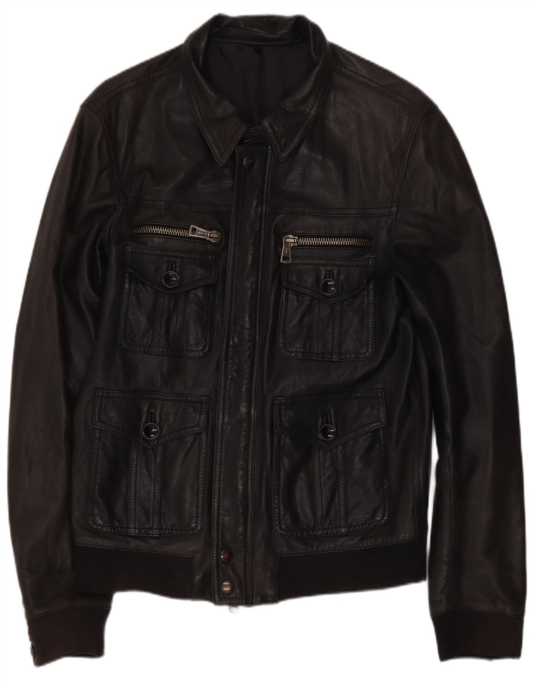 Vintage Herren Lederjacke IT 50 Medium Schwarz