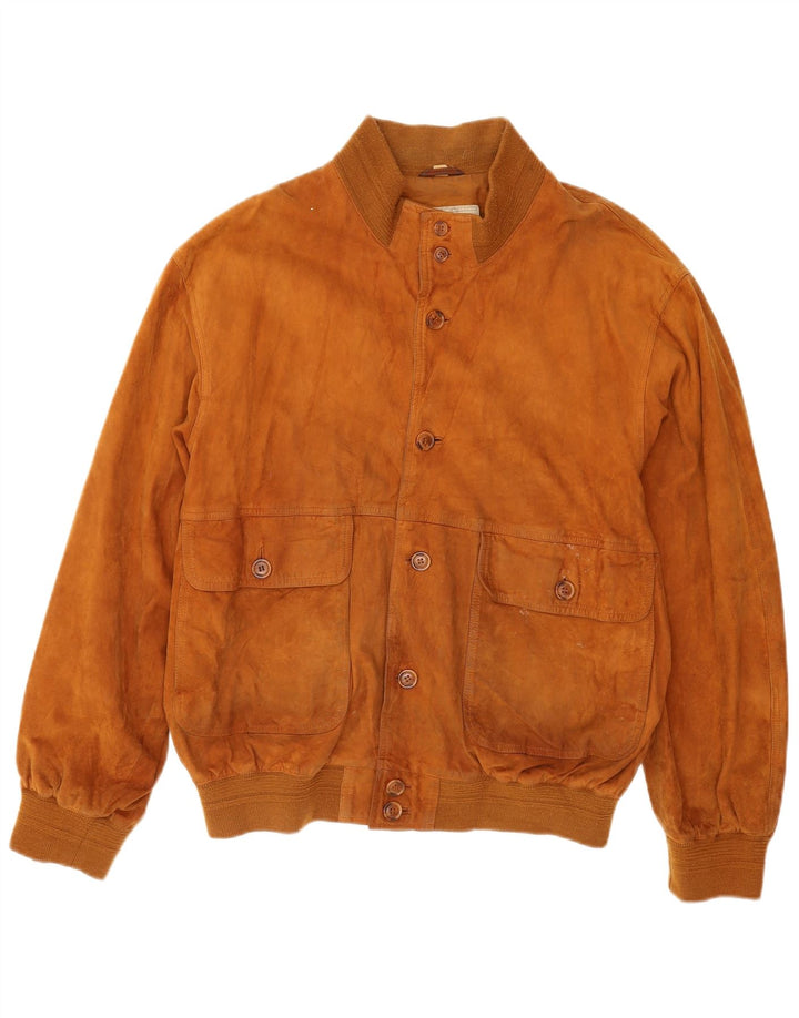 Vintage Herren Wildleder Bomberjacke UK 42 XL Braunes Leder