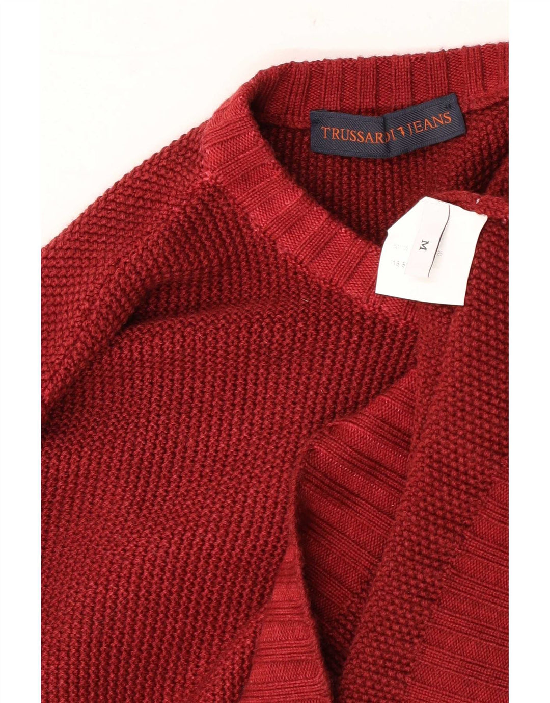 Trussardi Jeans Herren-Pullover mit Rundhalsausschnitt, Mittelrot