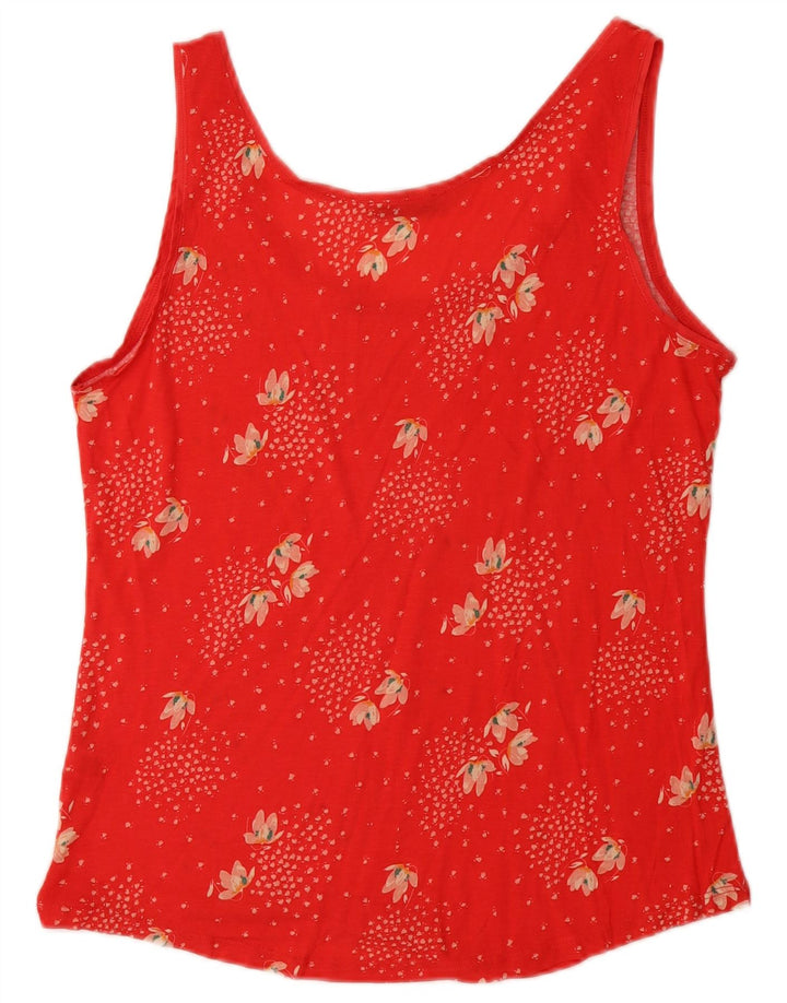 OASIS Damen Weste Top UK 14 Große rote Viskose mit Blumenmuster