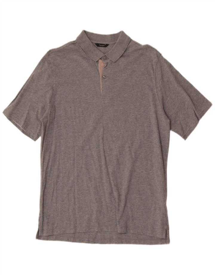 Massimo Dutti Herren-Poloshirt, große graue Baumwolle