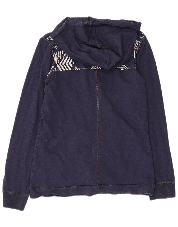 Champion Womens Graphic Zip Hoodie Sweater UK 12 Medium Navy Blue Cotton
