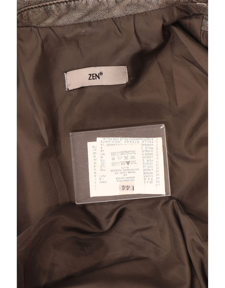 Zen Damen Bikerjacke aus Leder IT 44 Mittelgraues Leder