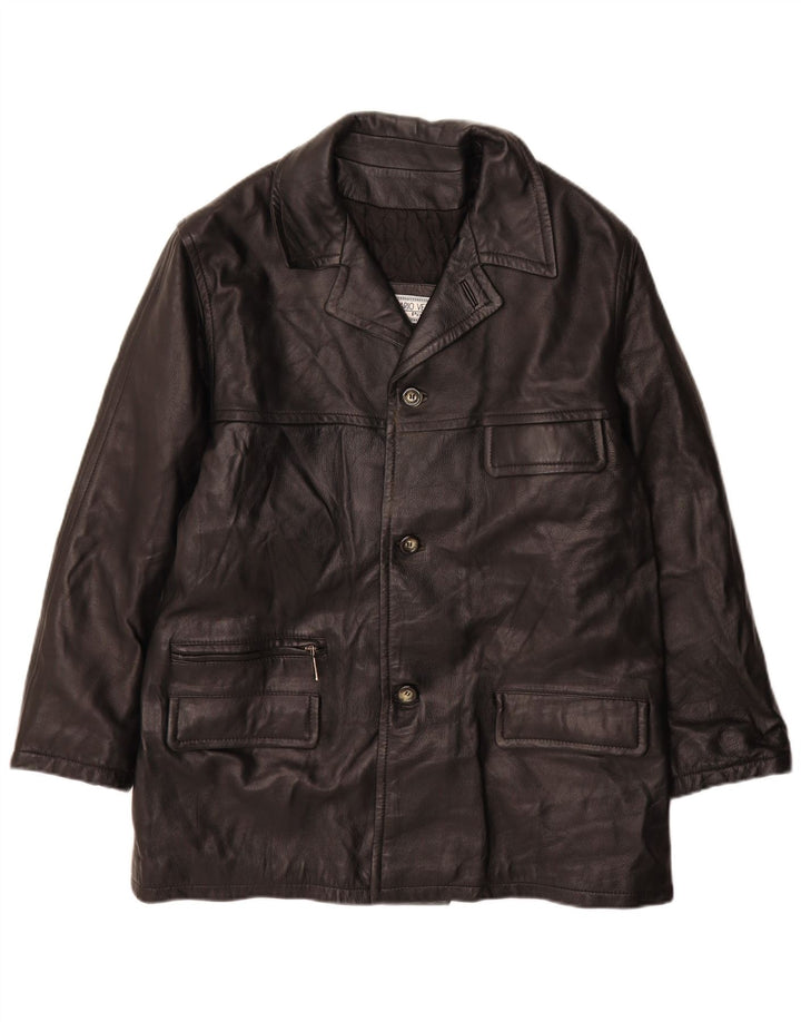 Dario Vetti Herren Lederjacke IT 50 Großes schwarzes Leder