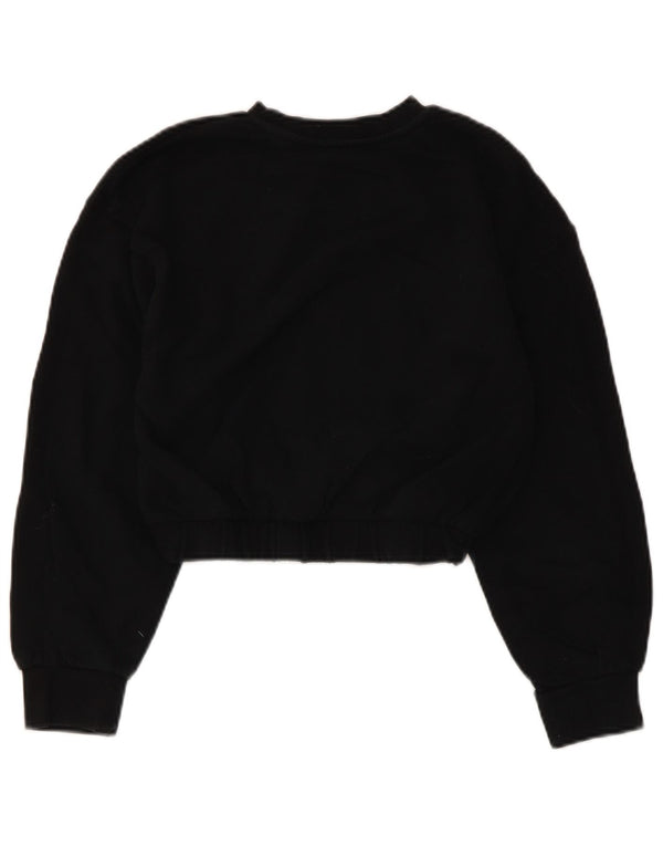 Zara Damen Crop Sweatshirt Pullover UK 10 Small Schwarz Baumwolle