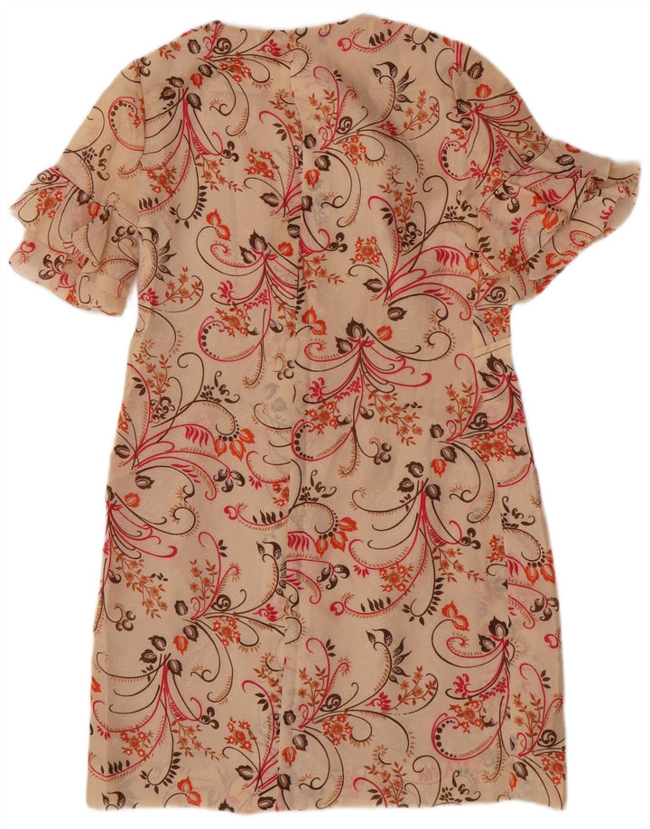 Vintage Damen Etuikleid UK 14 Medium Beige Floral