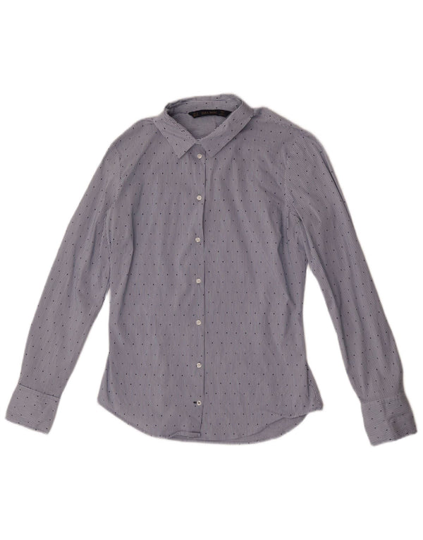Zara Damen-Hemd UK 12 Mittelblauer Nadelstreifen
