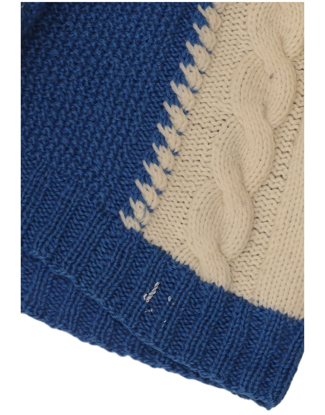 VINTAGE Damen-Pullover mit V-Ausschnitt, Gr. 10, Klein, Blau, Farbblock