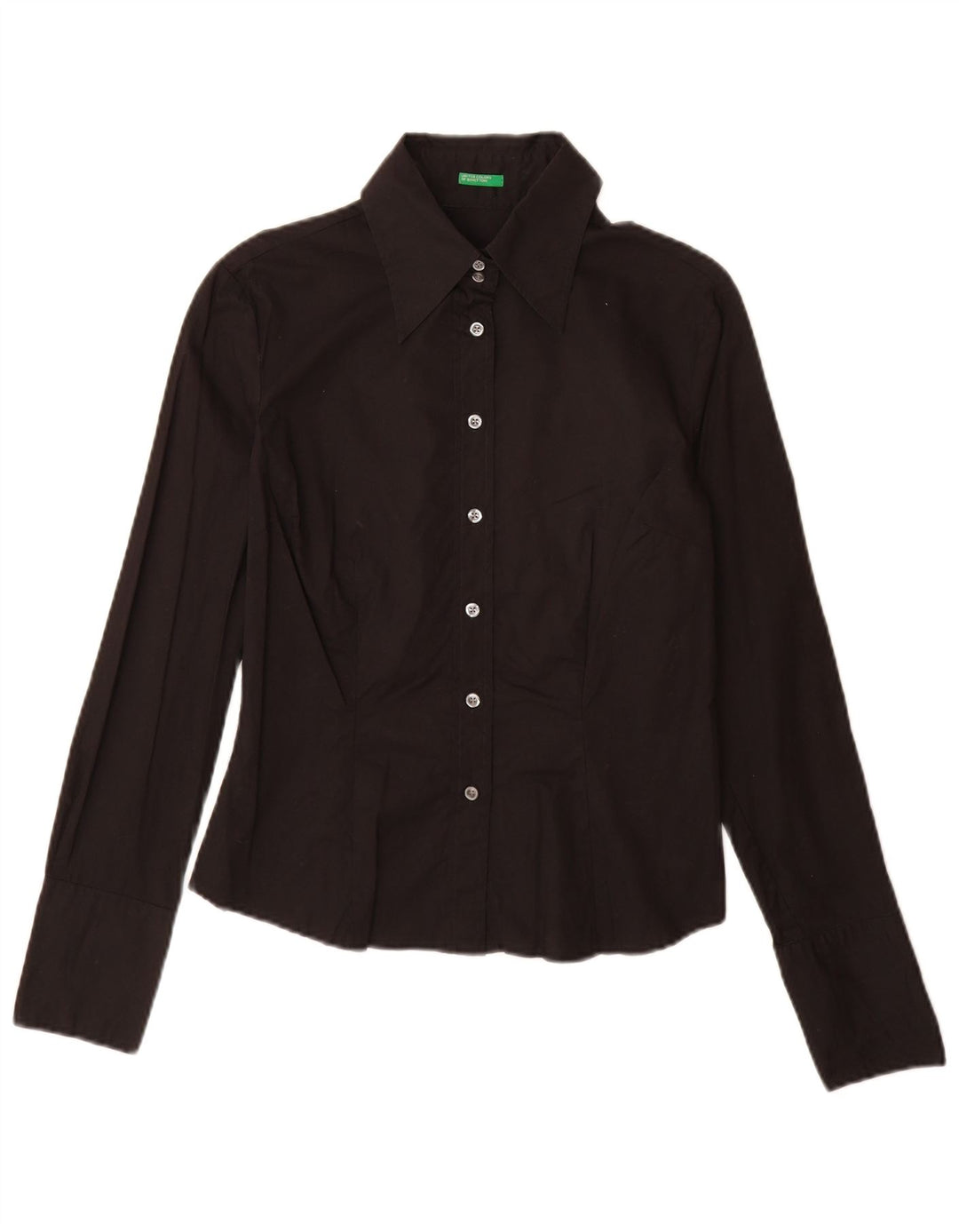 Benetton Damenhemd UK 14 Mittelschwarze Baumwolle
