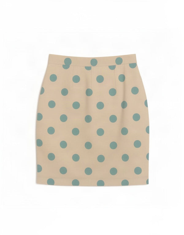 Marella Damen Bleistiftrock UK 8 Small W24 Weiße gepunktete Viskose