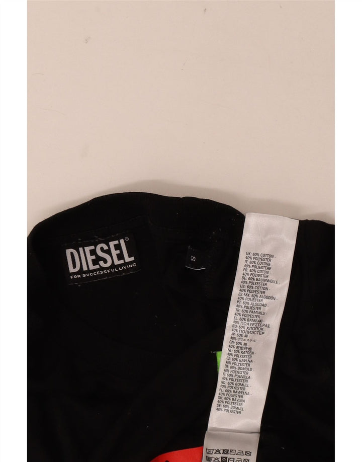 Diesel Herren-T-Shirt mit Grafik, Größe S, schwarze Baumwolle