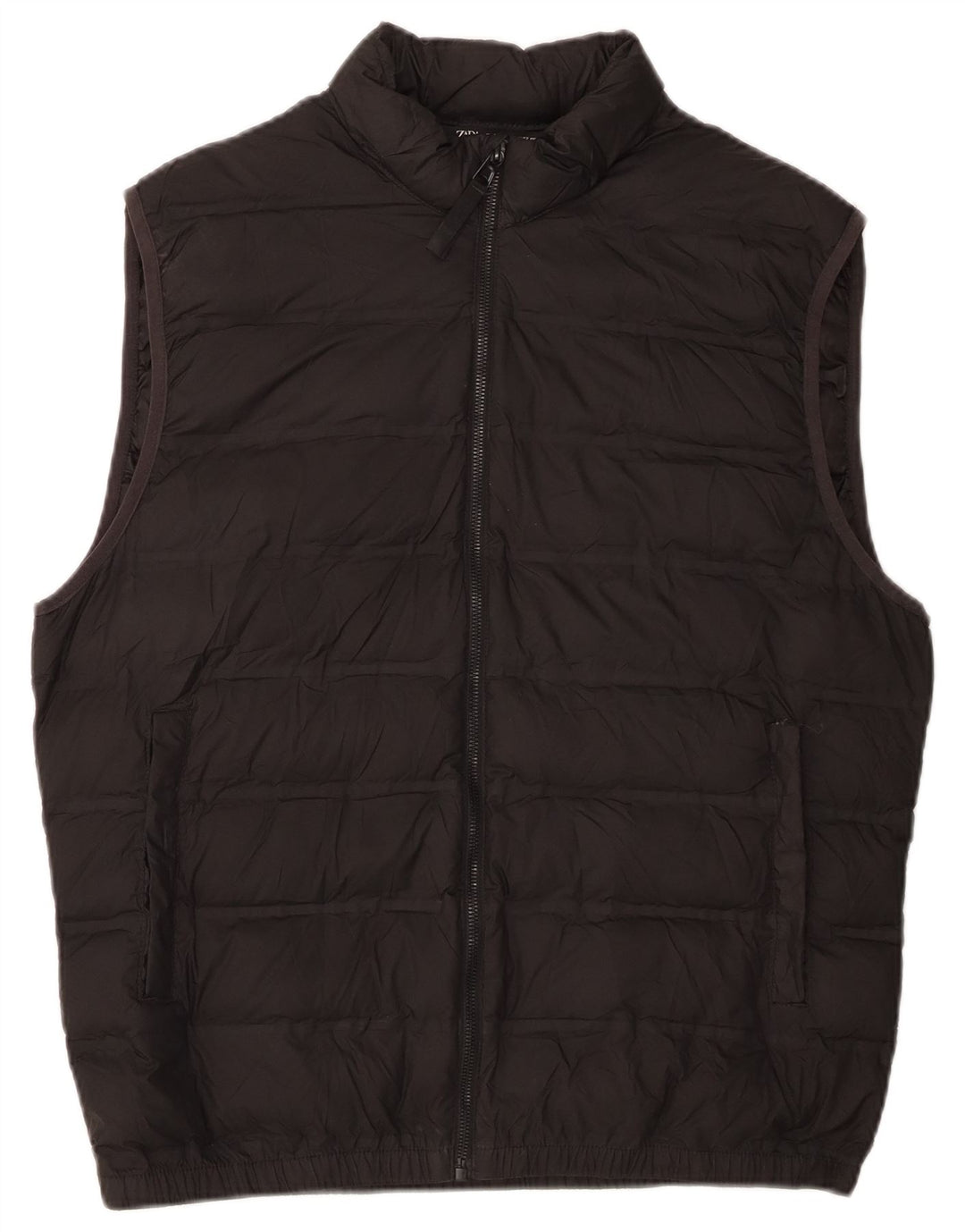 Zara Damen Wattierte Weste UK 16 Large Schwarz Polyester