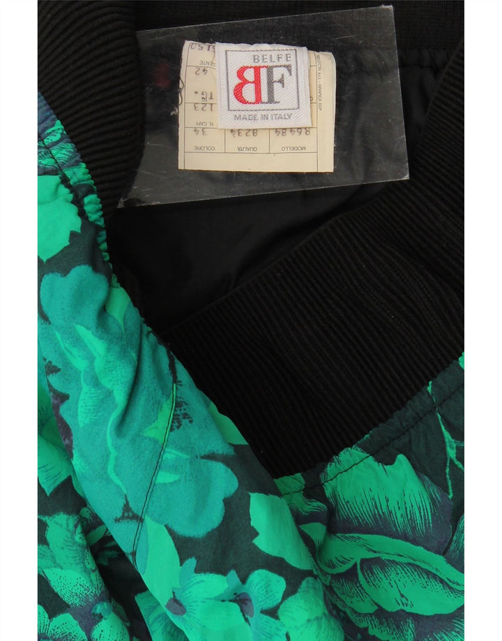 Belfe & Belfe Damen Skihose IT 42 Mittelgrünes Nylon mit Blumenmuster