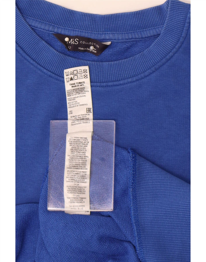 Marks & Spencer Damen Sweatshirt Pullover UK 12 Mittelblaue Baumwolle